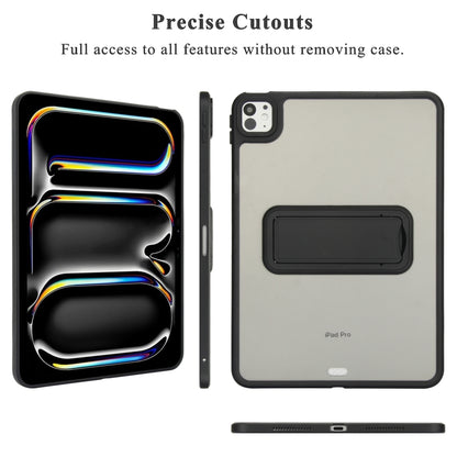 For iPad Air 5 / 4 10.9 inch Skin Feel Holder PC Hybrid TPU Tablet Case(Black) - iPad Air (2022) / (2020) 10.9 Cases by PMC Jewellery | Online Shopping South Africa | PMC Jewellery | Buy Now Pay Later Mobicred