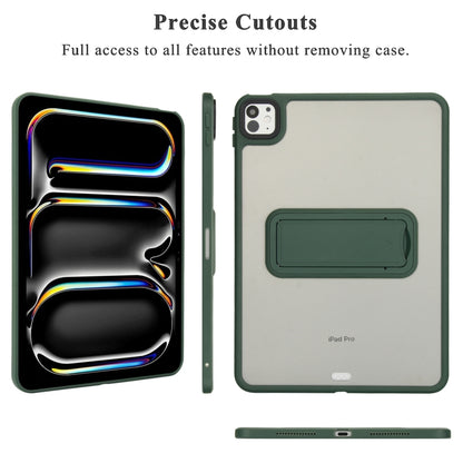 For iPad Air 5 / 4 10.9 inch Skin Feel Holder PC Hybrid TPU Tablet Case(Dark Green) - iPad Air (2022) / (2020) 10.9 Cases by PMC Jewellery | Online Shopping South Africa | PMC Jewellery | Buy Now Pay Later Mobicred