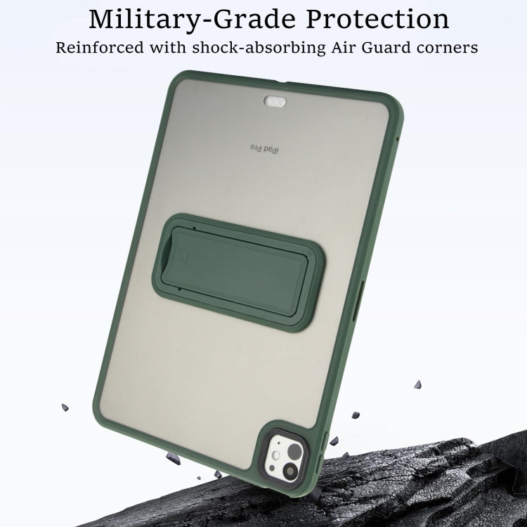 For iPad Air 5 / 4 10.9 inch Skin Feel Holder PC Hybrid TPU Tablet Case(Dark Green) - iPad Air (2022) / (2020) 10.9 Cases by PMC Jewellery | Online Shopping South Africa | PMC Jewellery | Buy Now Pay Later Mobicred