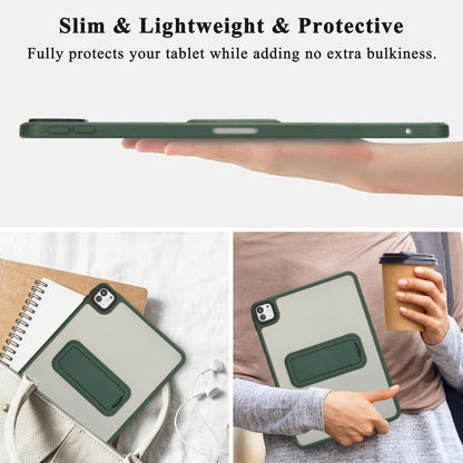 For iPad Pro 11 2022 / 2021 / 2020 Skin Feel Holder PC Hybrid TPU Tablet Case(Dark Green) - iPad Pro 11 (2022/2021) Cases by PMC Jewellery | Online Shopping South Africa | PMC Jewellery | Buy Now Pay Later Mobicred