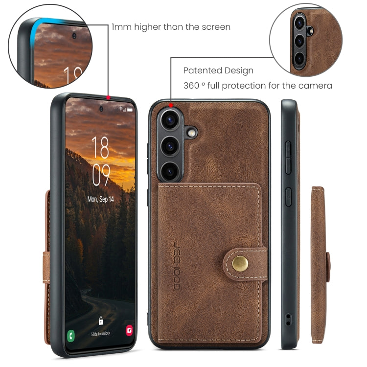 For Samsung Galaxy S24 FE 5G JEEHOOD J01 Retro Magnetic Detachable Wallet Phone Case(Brown) - Galaxy S24 FE 5G Cases by JEEHOOD | Online Shopping South Africa | PMC Jewellery | Buy Now Pay Later Mobicred