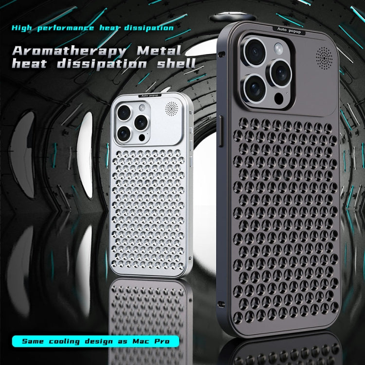 For iPhone 16 Plus R-JUST RJ58 Aromatherapy Metal Cooling Phone Case(Gold) - iPhone 16 Plus Cases by R-JUST | Online Shopping South Africa | PMC Jewellery | Buy Now Pay Later Mobicred