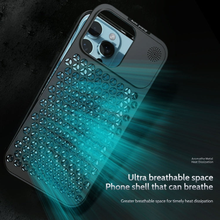 For iPhone 16 R-JUST RJ58 Aromatherapy Metal Cooling Phone Case(Silver) - iPhone 16 Cases by R-JUST | Online Shopping South Africa | PMC Jewellery | Buy Now Pay Later Mobicred