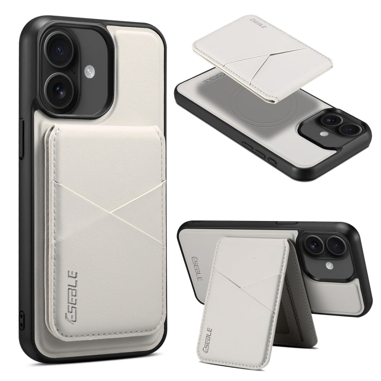 For iPhone 16 ESEBLE E3 Plain Texture Card Slots MagSafe RFID Leather Case(Ivory) - free shipping - PMC Jewellery - Order now!