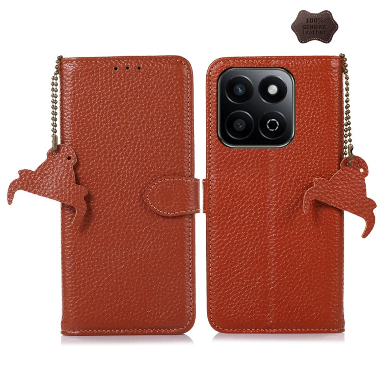 For Honor Play 60 Plus Genuine Leather Litchi Texture RFID Leather Phone Case(Coffee) - Honor Cases by PMC TechLife | Online Shopping South Africa | PMC TechLife | Buy Now Pay Later Mobicred
