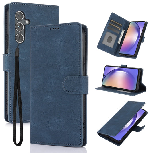 For Samsung Galaxy S25 5G Fantasy Skin-feel Calfskin Texture Leather Phone Case(Blue) - Galaxy S25 5G Cases by PMC Jewellery | Online Shopping South Africa | PMC Jewellery | Buy Now Pay Later Mobicred