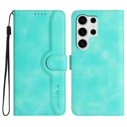 For Samsung Galaxy S25 Ultra 5G Heart Pattern Skin Feel Leather Phone Case(Light Blue) - Galaxy S25 Ultra 5G Cases by PMC Jewellery | Online Shopping South Africa | PMC Jewellery | Buy Now Pay Later Mobicred