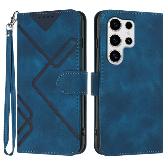 For Samsung Galaxy S25 Ultra 5G Line Pattern Skin Feel Leather Phone Case(Royal Blue) - Galaxy S25 Ultra 5G Cases by PMC Jewellery | Online Shopping South Africa | PMC Jewellery | Buy Now Pay Later Mobicred