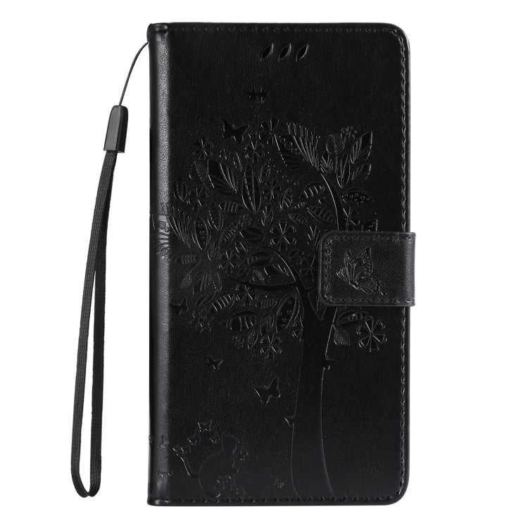 For Samsung Galaxy S25 / S24 5G Tree & Cat Embossed Pattern Flip Leather Phone Case(Black) - Galaxy S25 5G Cases by PMC Jewellery | Online Shopping South Africa | PMC Jewellery | Buy Now Pay Later Mobicred