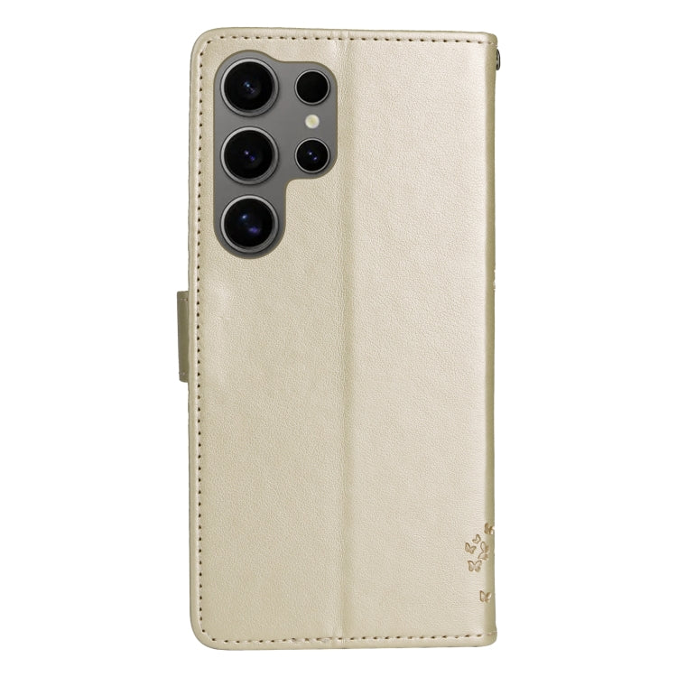 For Samsung Galaxy S25 Ultra 5G Tree & Cat Embossed Pattern Flip Leather Phone Case(Gold) - Galaxy S25 Ultra 5G Cases by PMC Jewellery | Online Shopping South Africa | PMC Jewellery | Buy Now Pay Later Mobicred