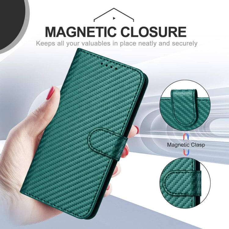 For Samsung Galaxy S25+ 5G YX0070 Carbon Fiber Buckle Leather Phone Case with Lanyard(Dark Green) - Galaxy S25+ 5G Cases by PMC Jewellery | Online Shopping South Africa | PMC Jewellery | Buy Now Pay Later Mobicred