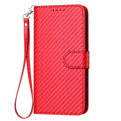 For Samsung Galaxy S25 Ultra 5G YX0070 Carbon Fiber Buckle Leather Phone Case with Lanyard(Red) - Galaxy S25 Ultra 5G Cases by PMC Jewellery | Online Shopping South Africa | PMC Jewellery | Buy Now Pay Later Mobicred