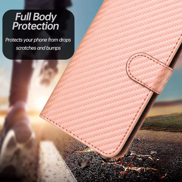 For Samsung Galaxy S25 Ultra 5G YX0070 Carbon Fiber Buckle Leather Phone Case with Lanyard(Pink) - Galaxy S25 Ultra 5G Cases by PMC Jewellery | Online Shopping South Africa | PMC Jewellery | Buy Now Pay Later Mobicred