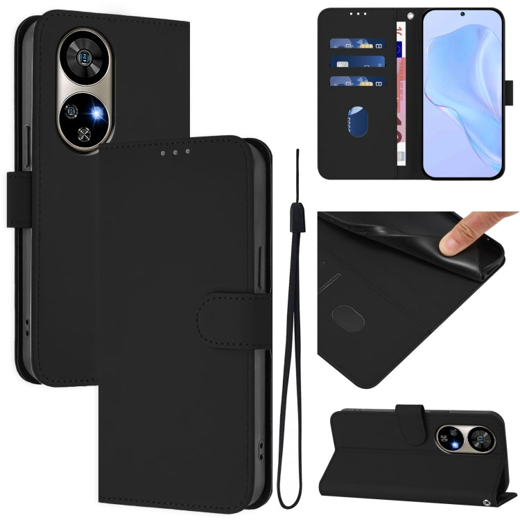 For Ulefone Note 17 Pro Skin Feel Solid Color Leather Phone Case with Lanyard(Black) - Ulefone Cases by PMC Jewellery | Online Shopping South Africa | PMC Jewellery | Buy Now Pay Later Mobicred