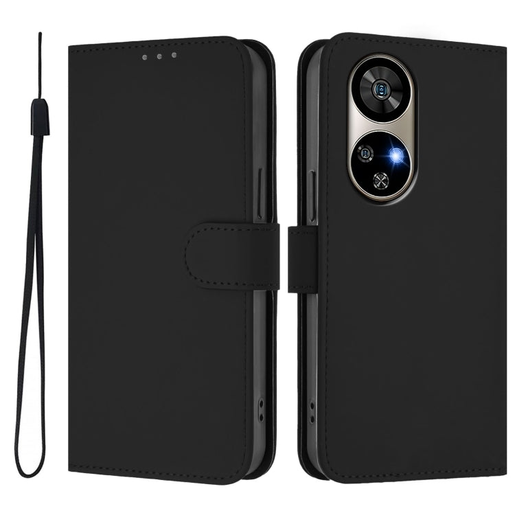 For Ulefone Note 17 Pro Skin Feel Solid Color Leather Phone Case with Lanyard(Black) - Ulefone Cases by PMC Jewellery | Online Shopping South Africa | PMC Jewellery | Buy Now Pay Later Mobicred