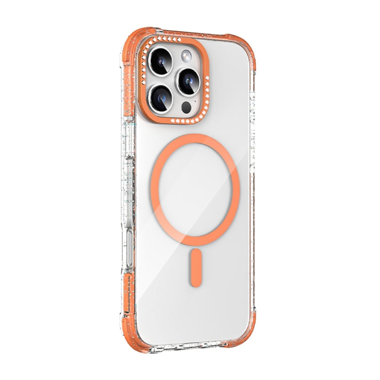 For iPhone 16 Pro Mutural Blink Series Glitter Edge MagSafe Magnetic Phone Case(Orange) - iPhone 16 Pro Cases by Mutural | Online Shopping South Africa | PMC Jewellery | Buy Now Pay Later Mobicred