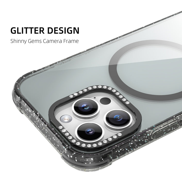 For iPhone 16 Mutural Blink Series Glitter Edge MagSafe Magnetic Phone Case(Black) - iPhone 16 Cases by Mutural | Online Shopping South Africa | PMC Jewellery | Buy Now Pay Later Mobicred