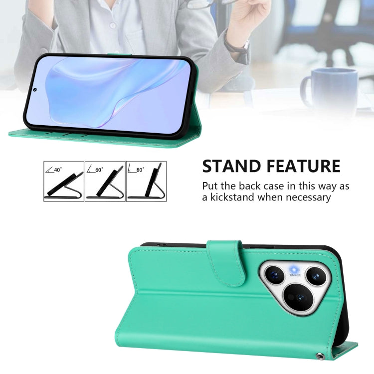 For Huawei Pura 70 Skin Feel Solid Color Leather Phone Case with Lanyard(Green) - Huawei Cases by PMC Jewellery | Online Shopping South Africa | PMC Jewellery | Buy Now Pay Later Mobicred
