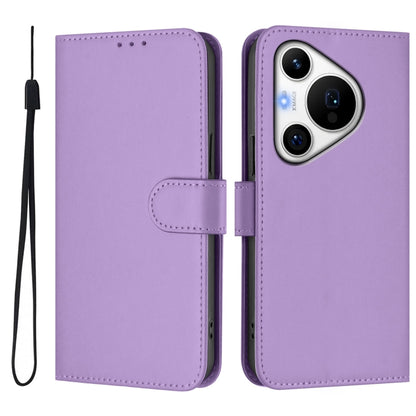 For Huawei Pura 70 Pro / 70 Pro+ Skin Feel Solid Color Leather Phone Case with Lanyard(Lavender Purple) - Huawei Cases by PMC Jewellery | Online Shopping South Africa | PMC Jewellery | Buy Now Pay Later Mobicred