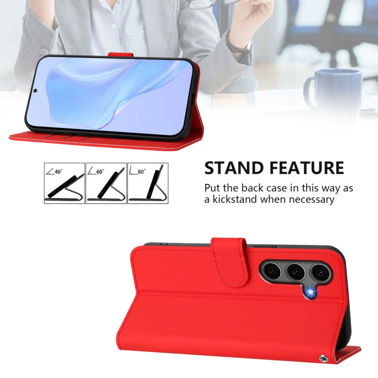 For Samsung Galaxy S25+ 5G Skin Feel Solid Color Leather Phone Case with Lanyard(Red) - Galaxy S25+ 5G Cases by PMC Jewellery | Online Shopping South Africa | PMC Jewellery | Buy Now Pay Later Mobicred