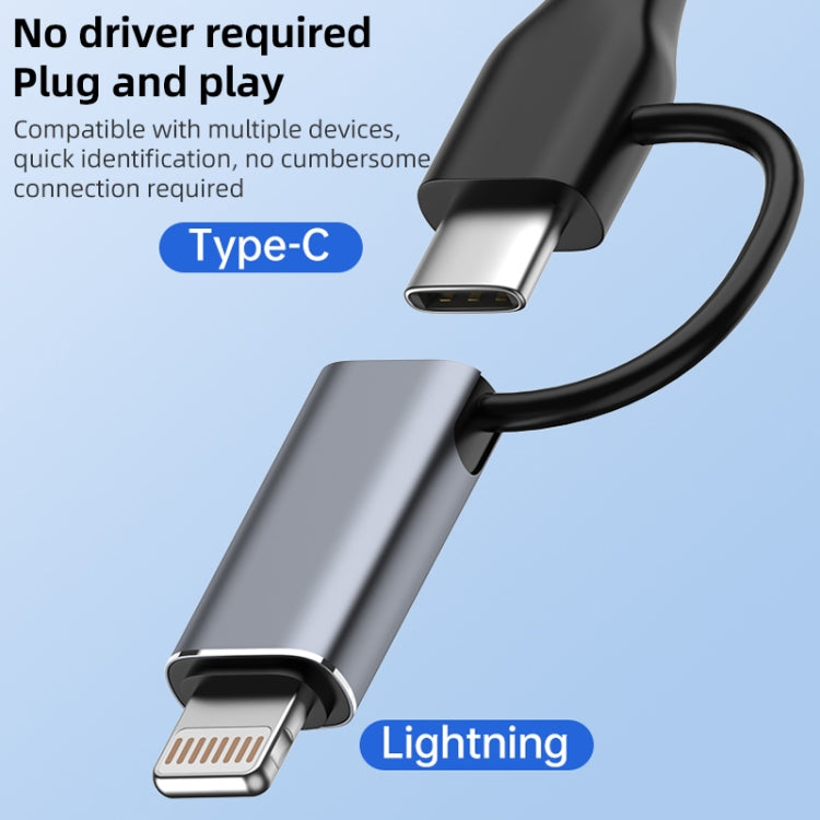 ADS-619 2 in 1 Type-C and 8 Pin to USB 3.0 OTG Adapter(Black) - OTG Adapter by PMC Jewellery | Online Shopping South Africa | PMC Jewellery | Buy Now Pay Later Mobicred