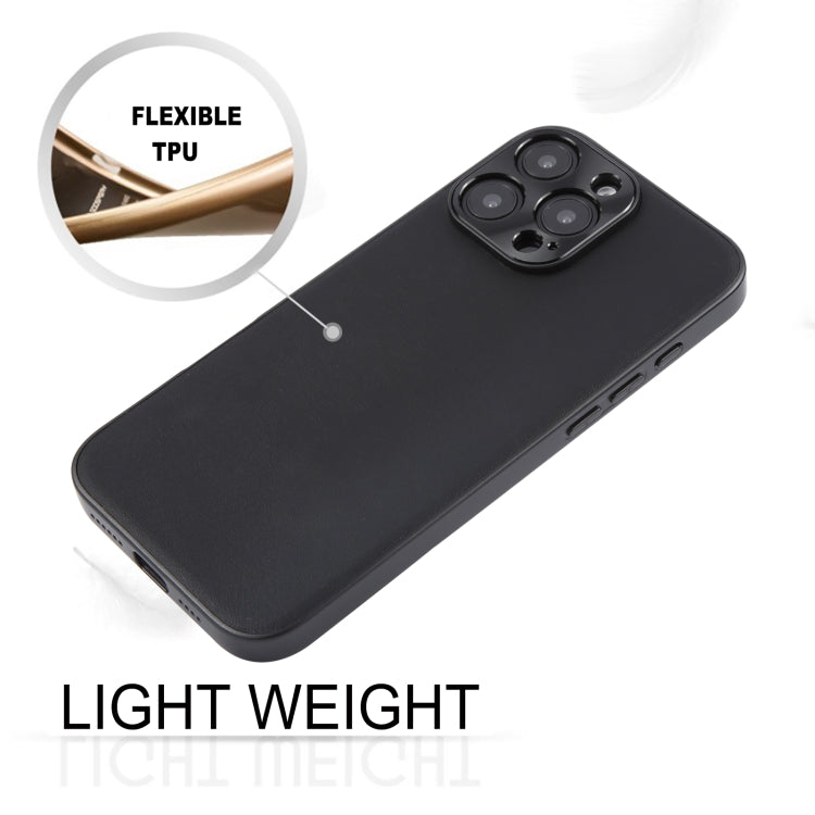 For iPhone 16 Pro GEBEI Plain Leather TPU Hybrid PU Phone Case(Black) - free shipping - PMC Jewellery - Order now!