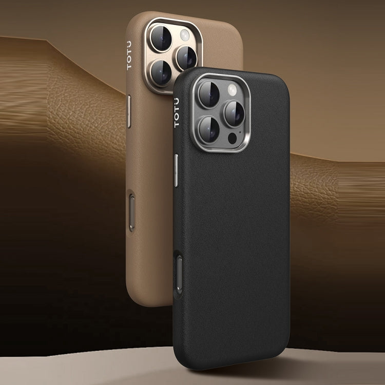 For iPhone 16 Pro TOTU PC-17 Mulsanne Series Plain Leather MagSafe Magnetic Phone Case(Gold) - iPhone 16 Pro Cases by TOTUDESIGN | Online Shopping South Africa | PMC Jewellery | Buy Now Pay Later Mobicred