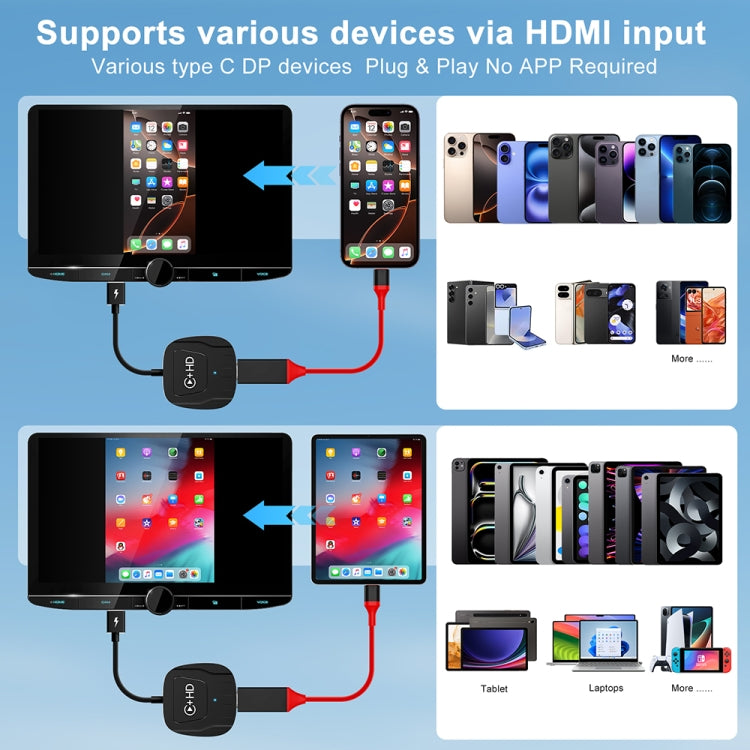 USB and HDMI Wired to Wireless CarPlay Auto Adapter, Specification:Square(Carbon Fiber) - free shipping - PMC Jewellery - Order now!