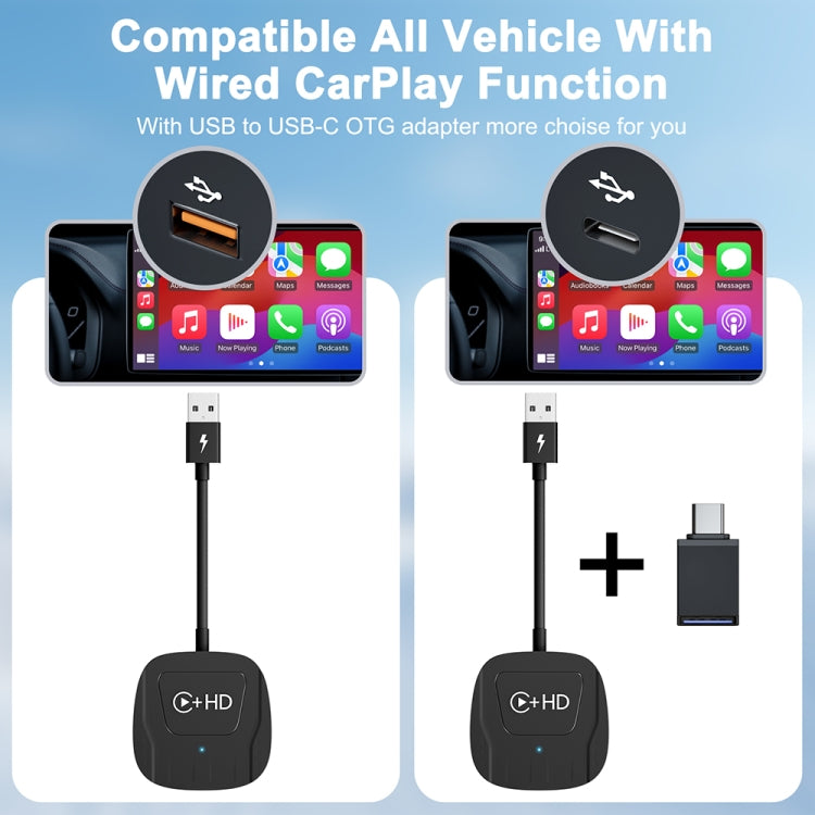 USB and HDMI Wired to Wireless CarPlay Auto Adapter, Specification:Square(White) - Bluetooth Adapters by PMC Jewellery | Online Shopping South Africa | PMC Jewellery | Buy Now Pay Later Mobicred