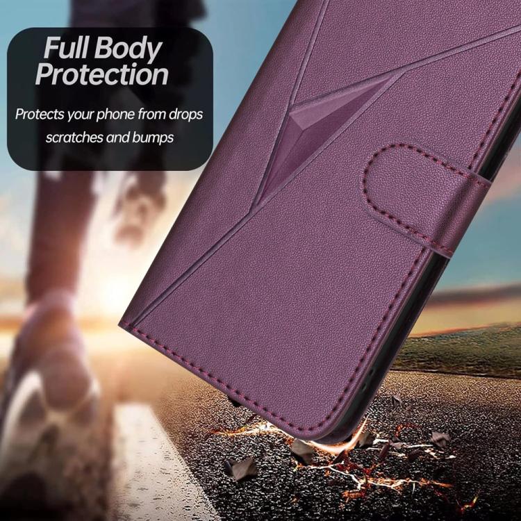 For iPhone 17 Pro Max Triangle Pattern Buckle Clasp Leather Phone Case(Dark Purple) - free shipping - PMc TechLife - Order now!