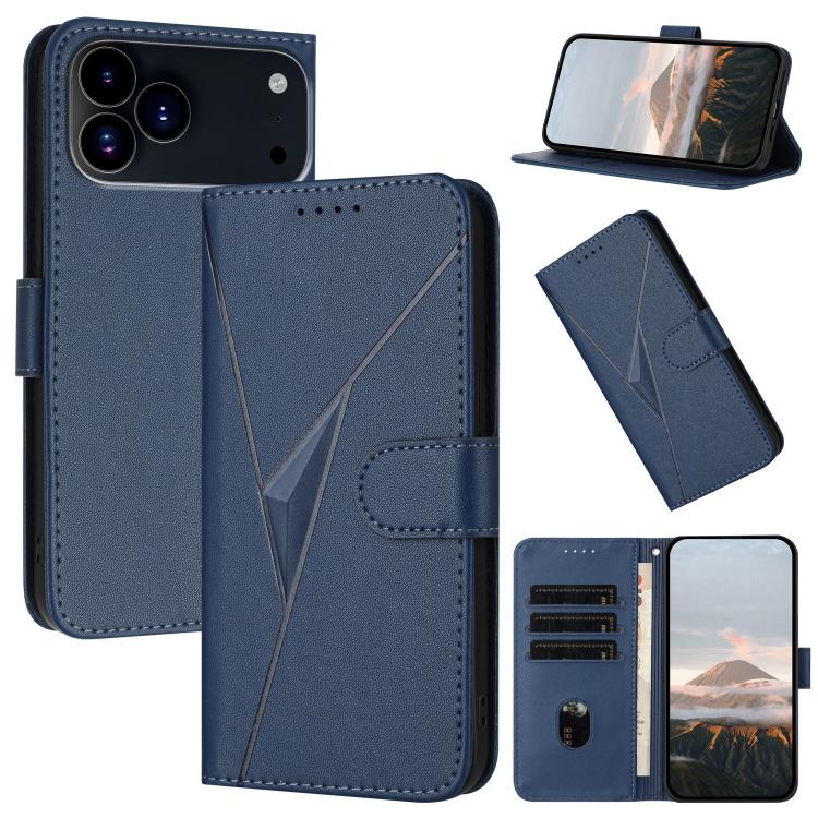 For iPhone 17 Pro Triangle Pattern Buckle Clasp Leather Phone Case(Royal Blue) - free shipping - PMc TechLife - Order now!