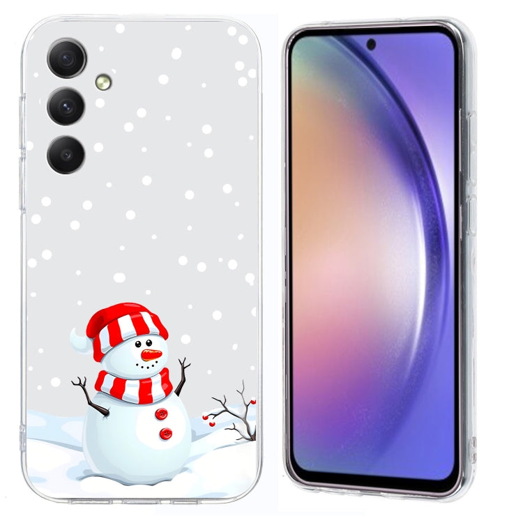 For Samsung Galaxy S25 5G Christmas Painted Pattern TPU Transparent Phone Case(Snowman) - Galaxy S25 5G Cases by PMC Jewellery | Online Shopping South Africa | PMC Jewellery | Buy Now Pay Later Mobicred