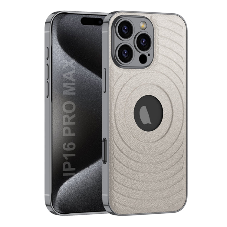 For iPhone 16 Pro Max GKK Plating Leather Wave MagSafe Phone Case(Titanium Gray) - free shipping - PMC Jewellery - Order now!
