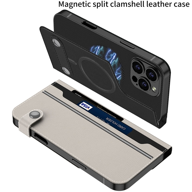 For iPhone 16 Pro GKK Detachable Flip Leather MagSafe Phone Case(Carbon Fiber) - iPhone 16 Pro Cases by GKK | Online Shopping South Africa | PMC Jewellery | Buy Now Pay Later Mobicred