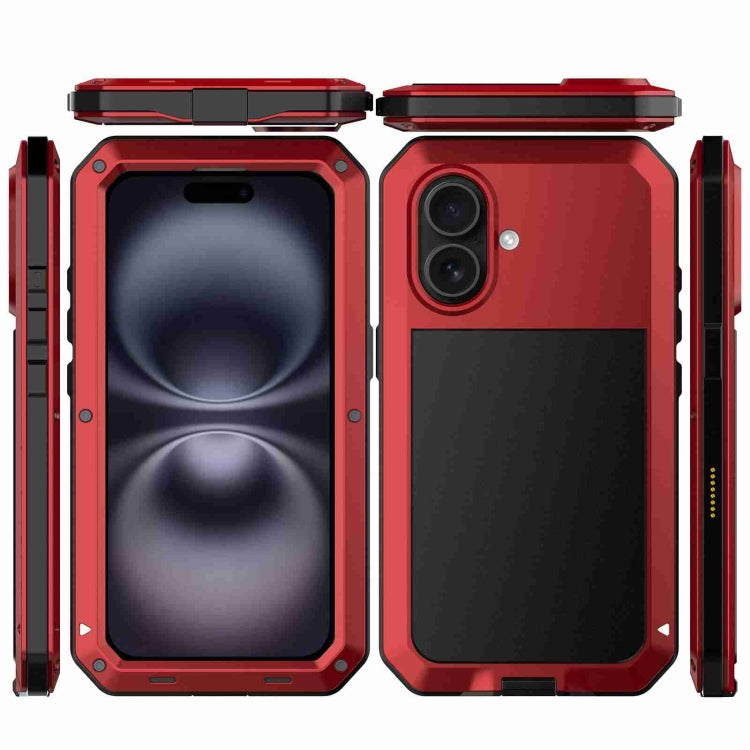 For iPhone 16 RedPepper Triple-proof Metal Phone Case(Red) - iPhone 16 Cases by RedPepper | Online Shopping South Africa | PMC Jewellery | Buy Now Pay Later Mobicred