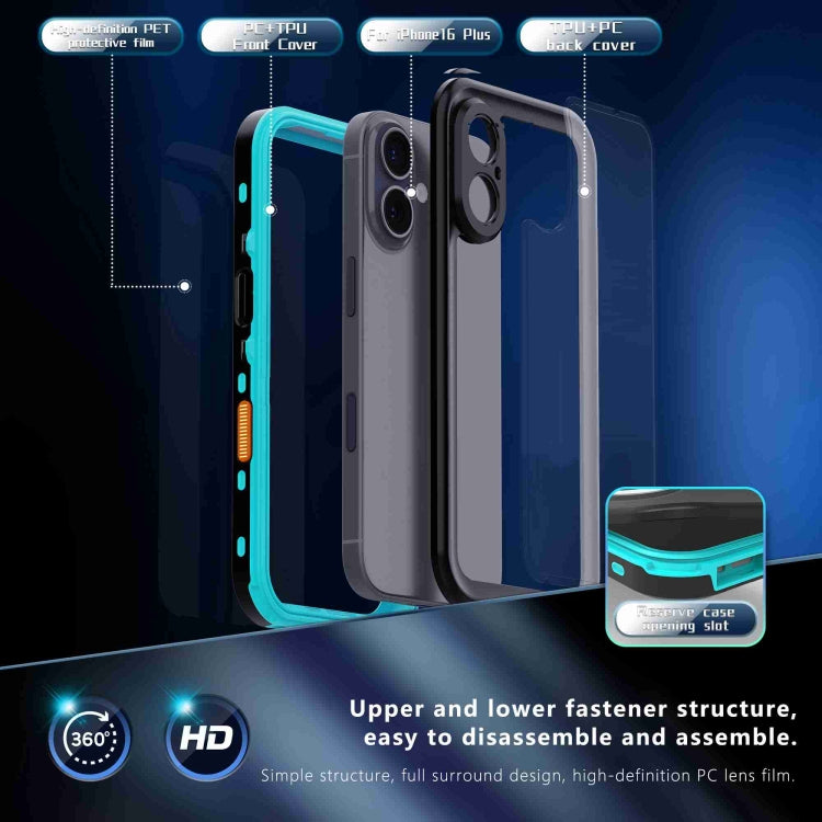 For iPhone 16 Plus RedPepper Transparent Dot IP68 Waterproof Triple-proof Phone Case(Black Blue) - free shipping - PMC Jewellery - Order now!