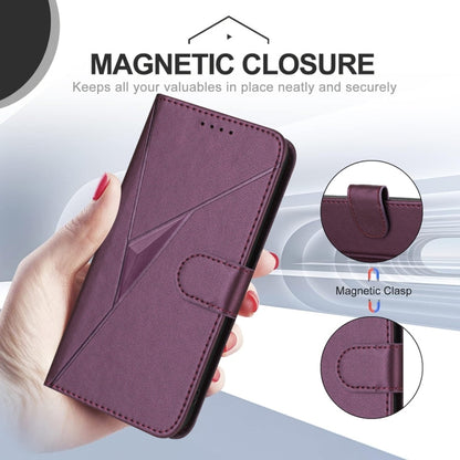 For Samsung Galaxy S25 5G Triangle Pattern Buckle Clasp Leather Phone Case(Dark Purple) - Galaxy S25 5G Cases by PMC Jewellery | Online Shopping South Africa | PMC Jewellery | Buy Now Pay Later Mobicred