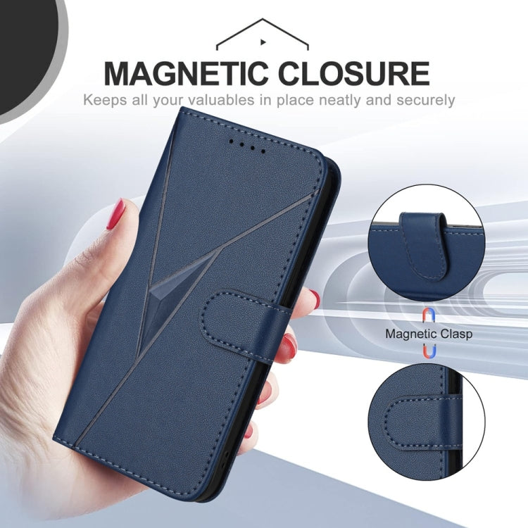 For Samsung Galaxy S25 5G Triangle Pattern Buckle Clasp Leather Phone Case(Royal Blue) - Galaxy S25 5G Cases by PMC Jewellery | Online Shopping South Africa | PMC Jewellery | Buy Now Pay Later Mobicred