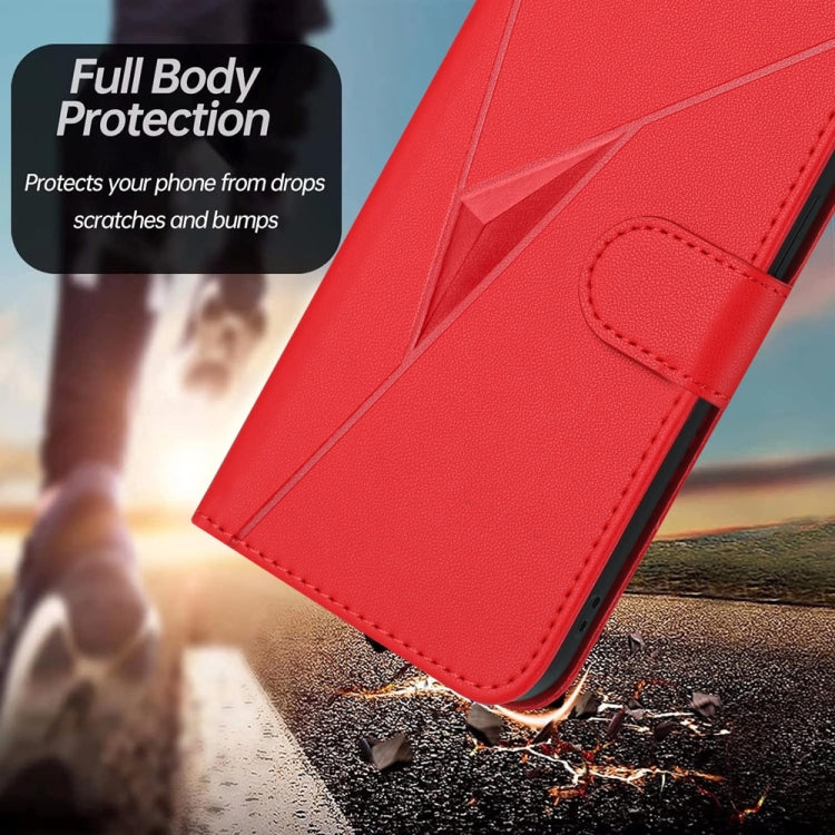 For Samsung Galaxy S25+ 5G Triangle Pattern Buckle Clasp Leather Phone Case(Red) - Galaxy S25+ 5G Cases by PMC Jewellery | Online Shopping South Africa | PMC Jewellery | Buy Now Pay Later Mobicred