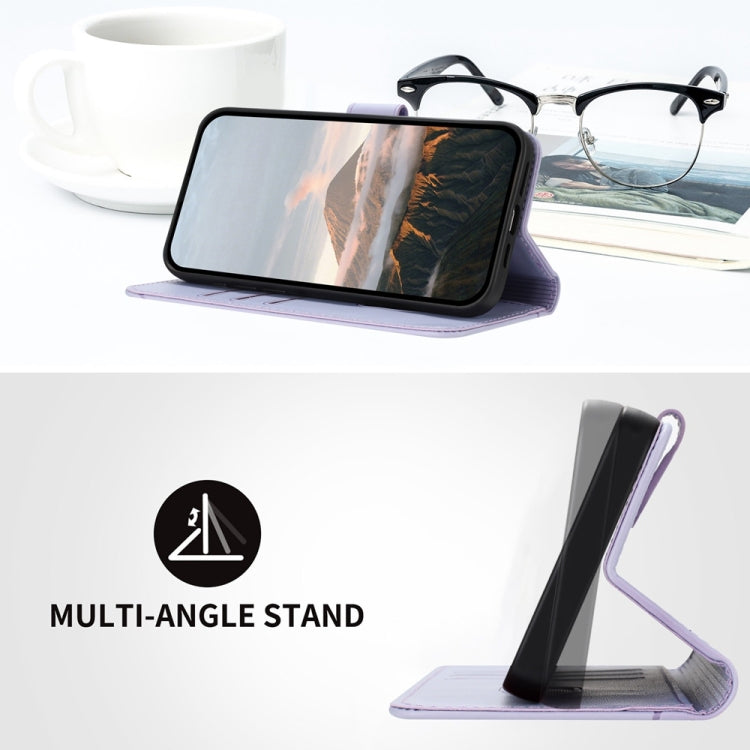 For Samsung Galaxy S25+ 5G Triangle Pattern Buckle Clasp Leather Phone Case(Light Purple) - Galaxy S25+ 5G Cases by PMC Jewellery | Online Shopping South Africa | PMC Jewellery | Buy Now Pay Later Mobicred