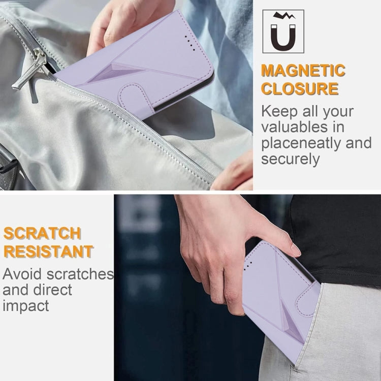 For Samsung Galaxy S25+ 5G Triangle Pattern Buckle Clasp Leather Phone Case(Light Purple) - Galaxy S25+ 5G Cases by PMC Jewellery | Online Shopping South Africa | PMC Jewellery | Buy Now Pay Later Mobicred
