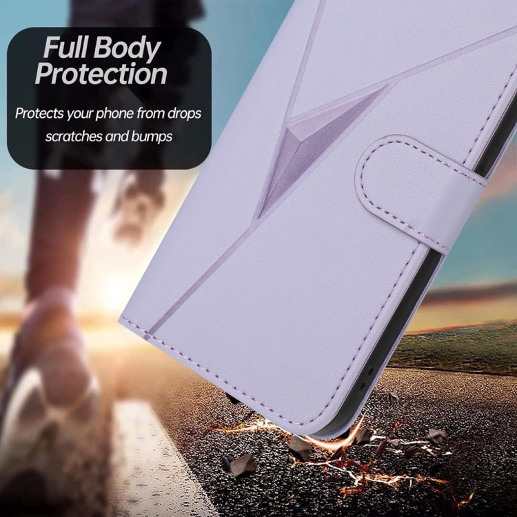 For Samsung Galaxy S25+ 5G Triangle Pattern Buckle Clasp Leather Phone Case(Light Purple) - Galaxy S25+ 5G Cases by PMC Jewellery | Online Shopping South Africa | PMC Jewellery | Buy Now Pay Later Mobicred
