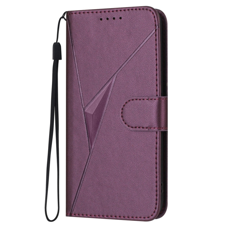 For Samsung Galaxy S25 Ultra 5G Triangle Pattern Buckle Clasp Leather Phone Case(Dark Purple) - Galaxy S25 Ultra 5G Cases by PMC Jewellery | Online Shopping South Africa | PMC Jewellery | Buy Now Pay Later Mobicred