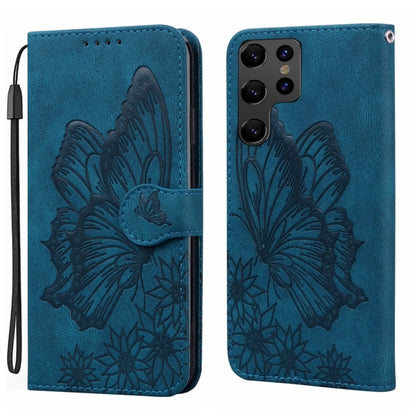 For Samsung Galaxy S25 Ultra 5G Retro Skin Feel Butterflies Embossing Horizontal Flip Leather Phone Case(Blue) - Galaxy S25 Ultra 5G Cases by PMC Jewellery | Online Shopping South Africa | PMC Jewellery | Buy Now Pay Later Mobicred