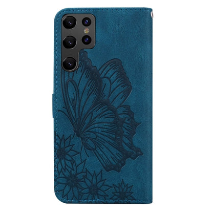 For Samsung Galaxy S25 Ultra 5G Retro Skin Feel Butterflies Embossing Horizontal Flip Leather Phone Case(Blue) - Galaxy S25 Ultra 5G Cases by PMC Jewellery | Online Shopping South Africa | PMC Jewellery | Buy Now Pay Later Mobicred