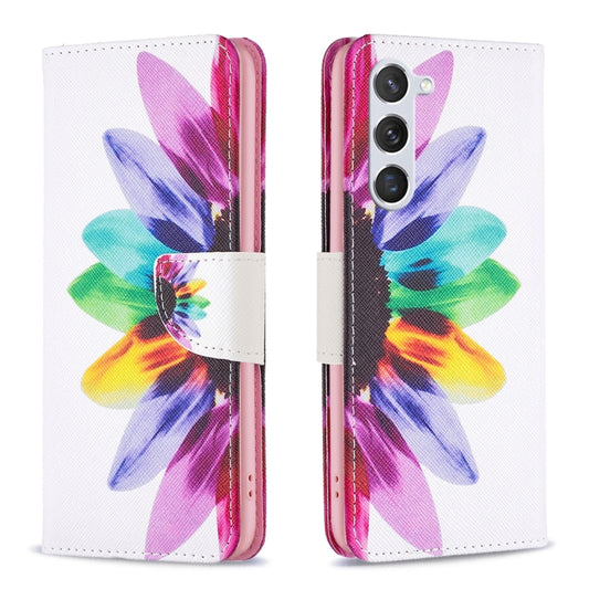 For Samsung Galaxy S25 5G Colored Drawing Pattern Leather Phone Case(Sun Flower) - Galaxy S25 5G Cases by PMC Jewellery | Online Shopping South Africa | PMC Jewellery | Buy Now Pay Later Mobicred