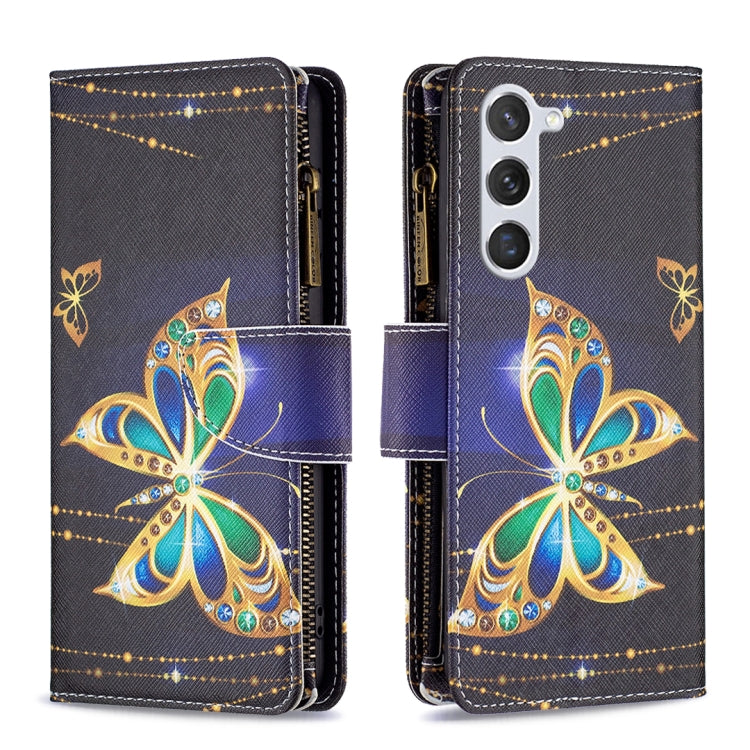 For Samsung Galaxy S25 5G Colored Drawing Pattern Zipper Leather Phone Case(Big Butterfly) - Galaxy S25 5G Cases by PMC Jewellery | Online Shopping South Africa | PMC Jewellery | Buy Now Pay Later Mobicred