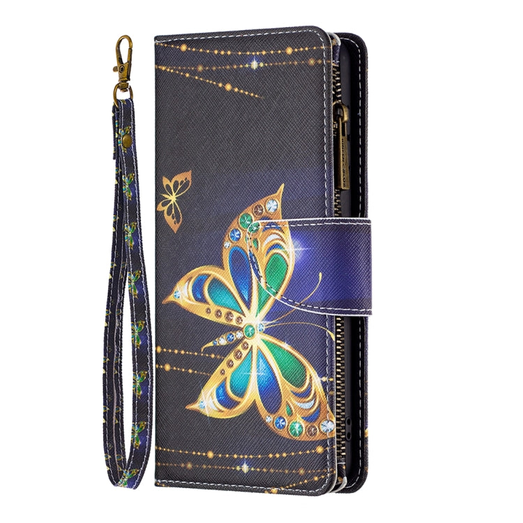 For Samsung Galaxy S25 5G Colored Drawing Pattern Zipper Leather Phone Case(Big Butterfly) - Galaxy S25 5G Cases by PMC Jewellery | Online Shopping South Africa | PMC Jewellery | Buy Now Pay Later Mobicred