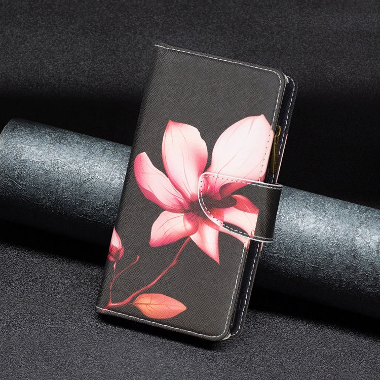 For Samsung Galaxy S25+ 5G Colored Drawing Pattern Zipper Leather Phone Case(Lotus) - Galaxy S25+ 5G Cases by PMC Jewellery | Online Shopping South Africa | PMC Jewellery | Buy Now Pay Later Mobicred