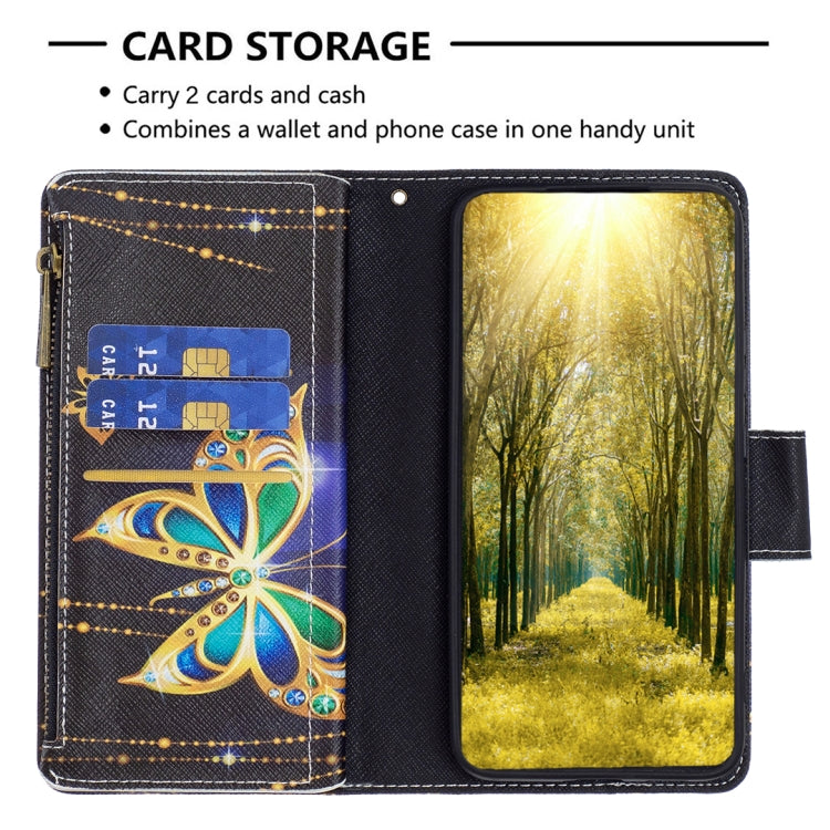 For Samsung Galaxy S25+ 5G Colored Drawing Pattern Zipper Leather Phone Case(Big Butterfly) - Galaxy S25+ 5G Cases by PMC Jewellery | Online Shopping South Africa | PMC Jewellery | Buy Now Pay Later Mobicred
